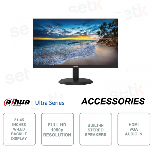 Monitor W-LED 21.45 Pollici - Full HD 1080p - 6.5ms - 60Hz - HDMI - VGA - Altoparlanti