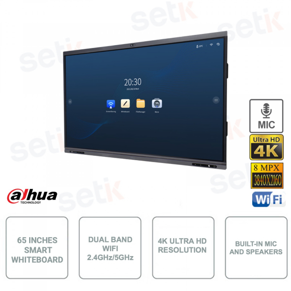 Tableau blanc interactif 65 pouces - Ultra HD 4K - Caméra et microphone 8MP intégrés