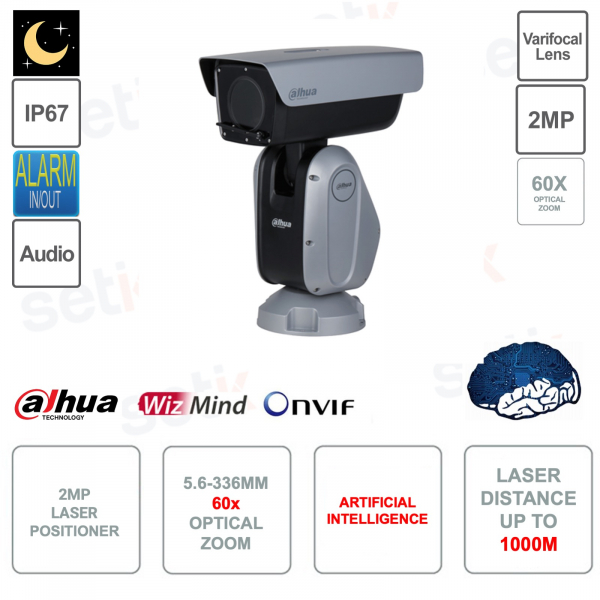 Posicionador Láser IP ONVIF® 2MP - Zoom Óptico 60x 5.6-336mm - Inteligencia Artificial