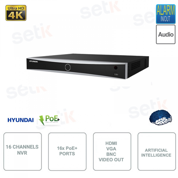 IP POE NVR - AIsense - 16 channels - Up to 12MP - POS - Artificial intelligence - 16 PoE+ ports