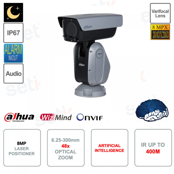 Posizionatore IP ONVIF® 8MP - Zoom Ottico 48x 6.25-300mm - Intelligenza artificiale