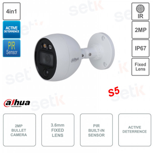 4in1 2MP camera with active deterrence for outdoor use - 3.6mm lens - DWDR