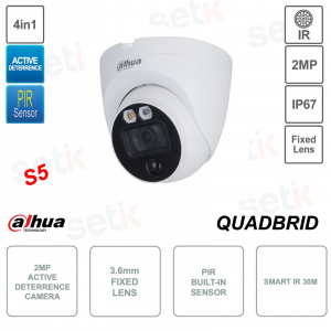 Caméra 4en1 2MP - Dissuasion Active - PIR - 3.6mm - Version S5