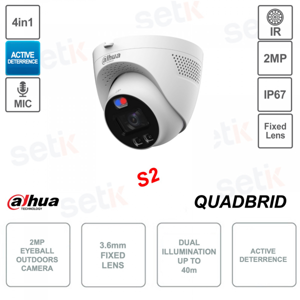 Eyeball camera - 4in1 - 3.6mm lens - Active deterrence - S2 version