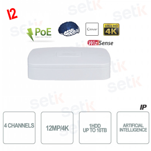 NVR WizSense 4 PoE H.265 4K Ultra HD channels - Artificial Intelligence - Up to 12 MP 4K - I2 - Dahua