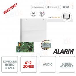 Hybrid Alarm Control Panel Expandable from 4 to 12 inputs - Video verification - AMC