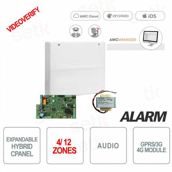 Hybrid-Alarmzentrale Erweiterbar von 4 auf 12 Eingänge - Videoverifizierung - AMC