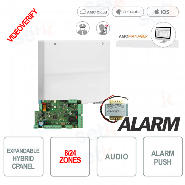 Hybrid alarm control unit 8-24 Zones - Video verification