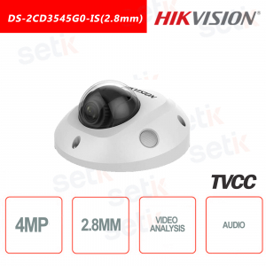 Hikvision IP PoE 4 MP IR H.265+ Mini-Dome-Audiokamera WDR IK08