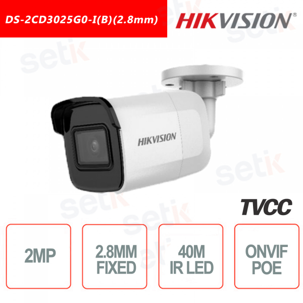 Caméra Bullet Hikvision IP POE DARKFIGHTER 2MP 2,8 mm
