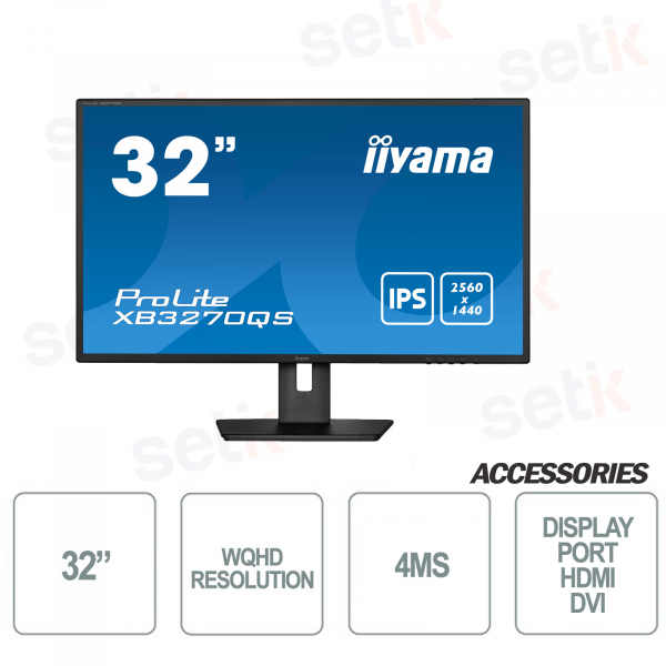 Prolite 32 Inch IPS WQHD Monitor 4ms Flicker Free Speaker Blue Light - IIYAMA