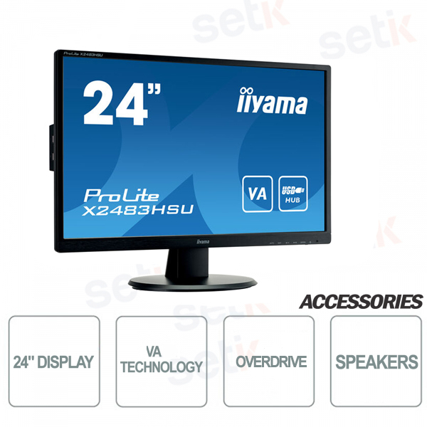 Monitor ProLite 24 Full HD VA - DisplayPort - HDMI - Speaker - OverDrive - Attacco Vesa - IIYAMA