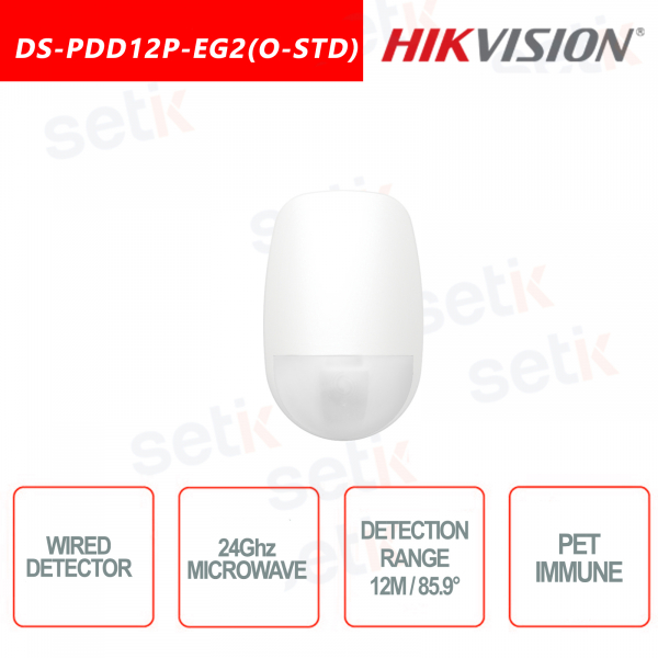 Detector con cable Hikvision K-Band 12M 85.9° Inmunidad a mascotas