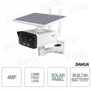 Cámara IP Dahua 4MP Fija 2.8 IR50 Panel Solar y Batería Integrada