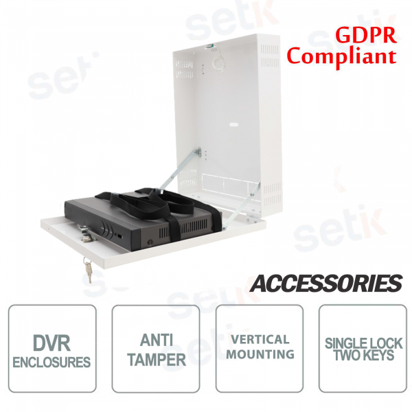 Pulsar caja contenedora metalica DVR Tamper - Mini Vertical - Color Blanco