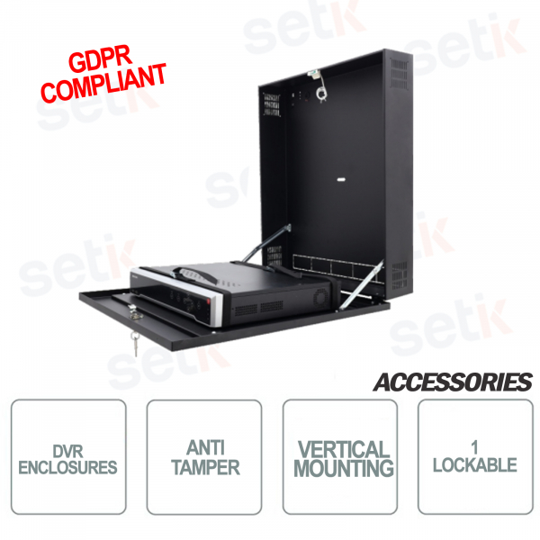 Pulsar caja contenedora metalica DVR Tamper - Mediana Vertical - Color Negro