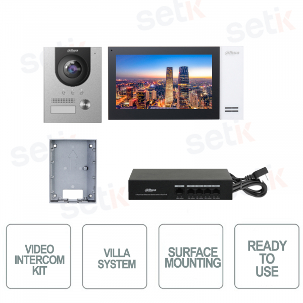 Kit d'interphone vidéo Dahua IP Villa Station intérieure de montage en surface et interphone vidéo et commutateur PoE