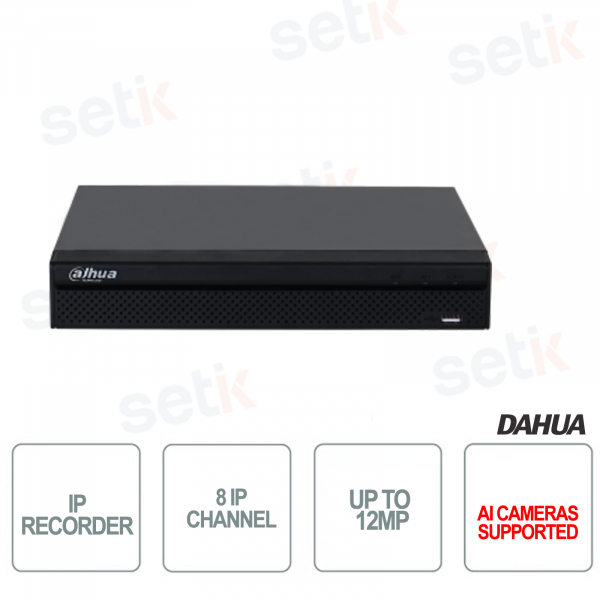 Dahua Professional IP NVR 8 IP channels - AI 12MP 4K Audio 1HDD VGA USB HDMI