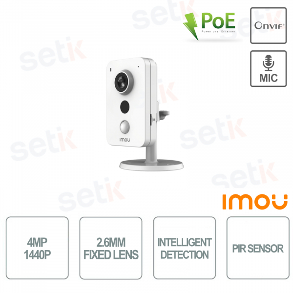 Imou PoE Cub Cámara Onvif 4MP 2.8mm 1440P Sensor PIR Detección de personas Audio Micrófono Alarma