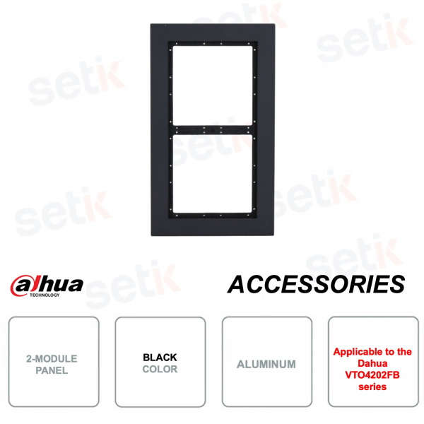 Paneel mit 2 Modulen für Video-Türsprechanlage - Aluminium - Farbe Schwarz