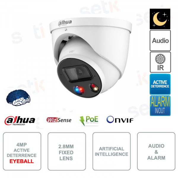 Telecamera Eyeball IP PoE ONVIF® 4MP - Ottica 2.8mm - Versione S4
