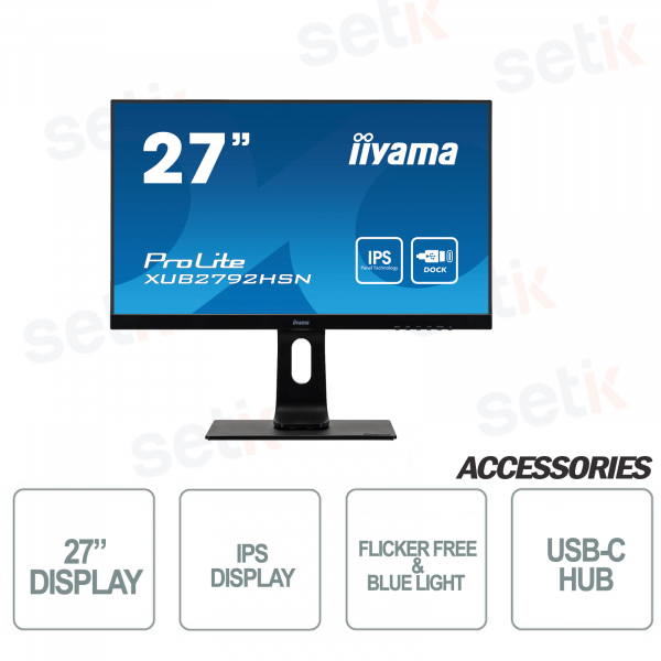 Prolite Monitor 27 Zoll IPS FULL HD 4 ms flimmerfreier Lautsprecher – USB-C – IIYAMA