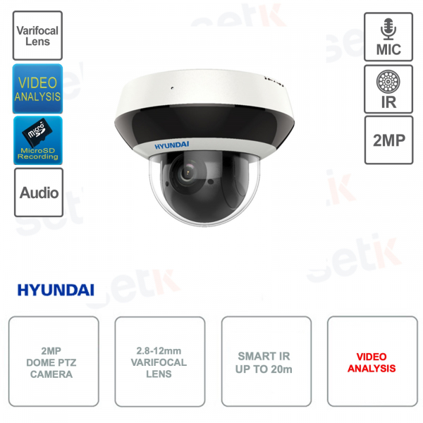 POE IP Camera ONVIF® Dome PTZ 2MP - 2.8-12mm - Video Analysis