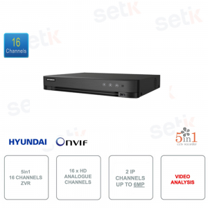ZVR 5en1 IP ONVIF® - 16 canaux analogiques - 2 canaux IP - Analyse vidéo