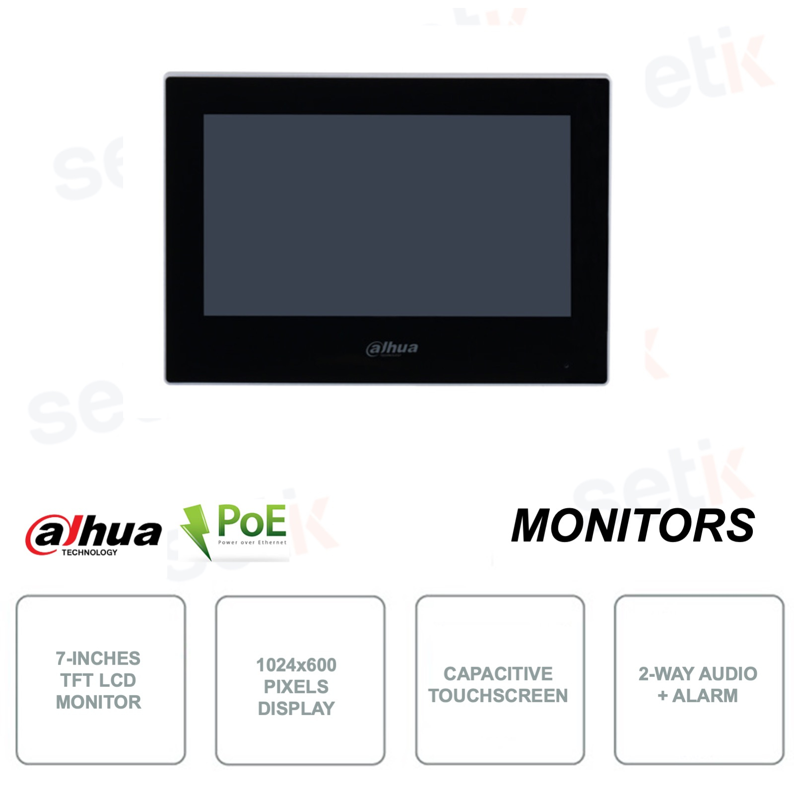 VTH2621G-P - Monitor da 7 pollici - IP POE - TFT touchscreen - Audio e  Allarme 