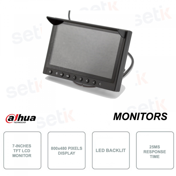 Monitor Widescreen TFT LCD 7 pollici - LED - 25ms - Per uso in veicoli