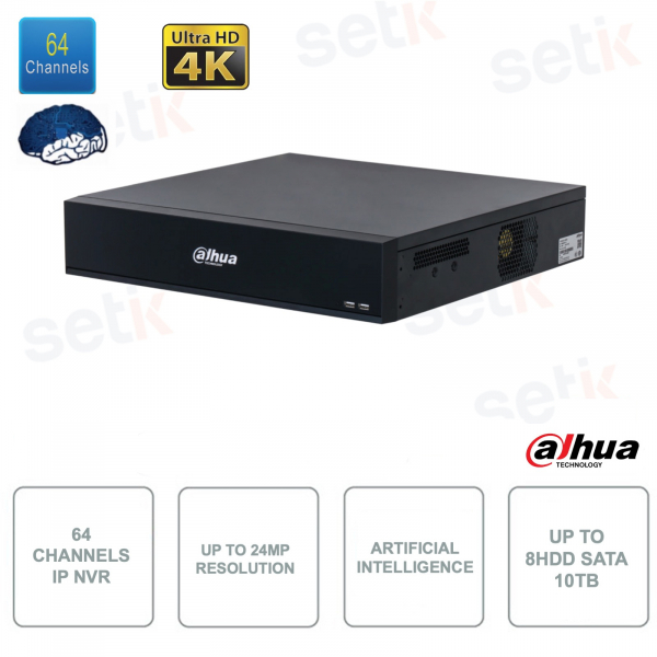 NVR IP ONVIF® - 64 Kanäle - Bis zu 24 MP - Künstliche Intelligenz - Bis zu 8 HDD
