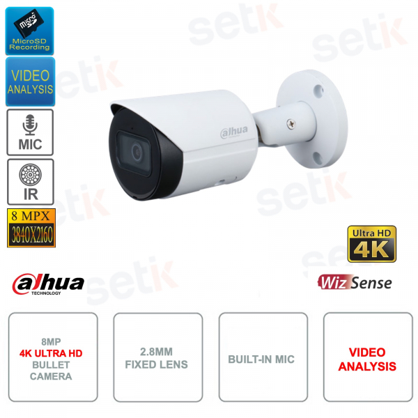 IP POE ONVIF® Bullet-Kamera – 8 MP – 2,8 mm – Videoanalyse