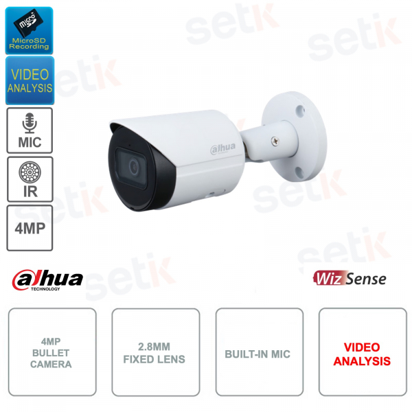 Caméra Bullet IP POE ONVIF® - 4MP - 2.8mm - Analyse Vidéo