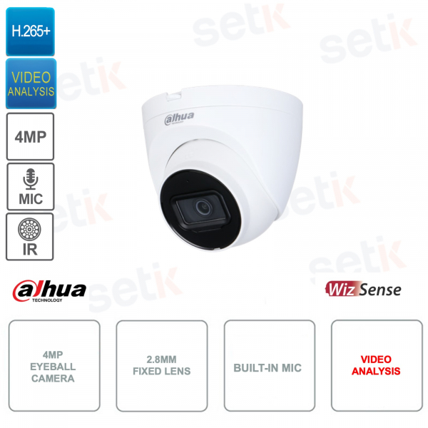 Cámara IP POE ONVIF® Eyeball 4MP - Lente 2.8mm - Video Análisis - IR 30m