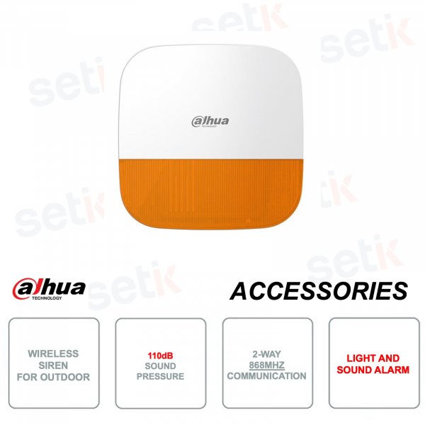 Sirène sans fil - Extérieur IP65 - 110 dB - Portée sans fil 1 600 m