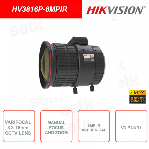 Varifocal lens 3.8-16mm - 8MP - IR aspherical