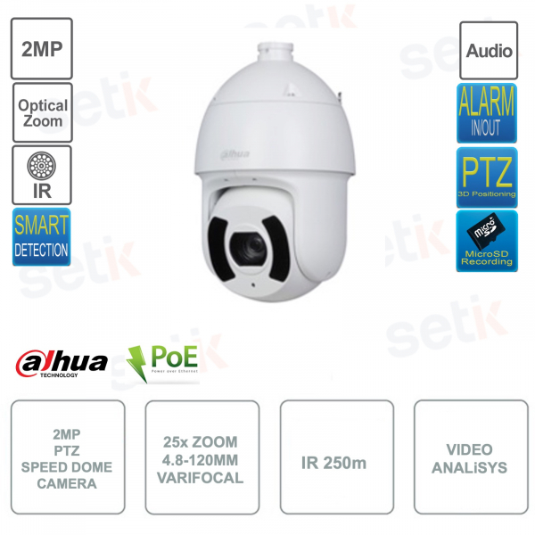 POE IP Camera ONVIF® PTZ 2MP - Zoom 25x 4.8-120mm - Video Analysis