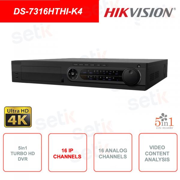 DVR Turbo HD 5en1 - IP ONVIF® - 16 canaux IP - 16 canaux analogiques - Analyse vidéo