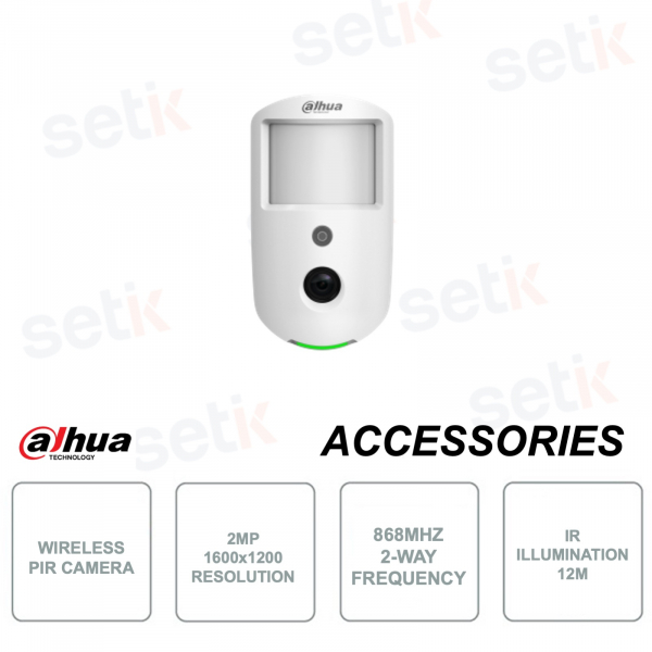 Rilevatore PIR Wireless con fotocamera 2MP - Frequenza 868Mhz - Da interno