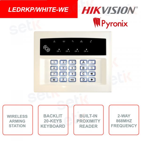 Keypad wireless retroilluminata - 868Mhz - 20 tasti - Lettore di prossimità