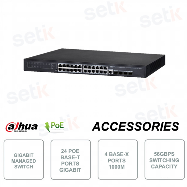 Netzwerk-Gigabit-Switch – Verwaltbar – 24 PoE-Ports