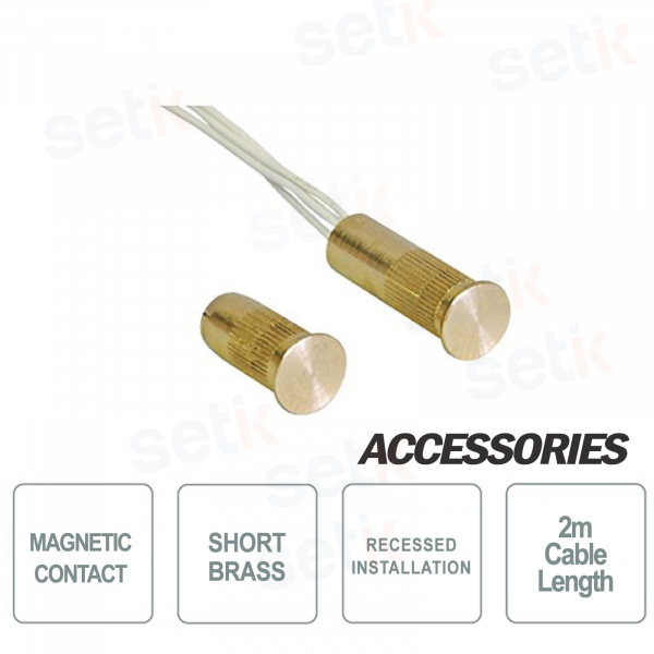 Short recessed magnetic contact CSA in brass - 2.0m long cable