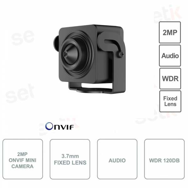 Mini Telecamera Day&Night IP ONVIF® - 2MP - Ottica fissa 3.7mm - WDR - Audio - Indoor