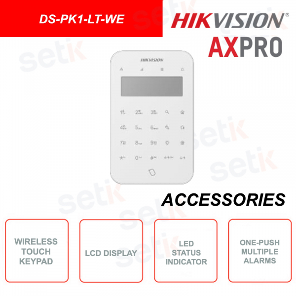 Wireless Alarm Keypad - Indoor - Touch Keypad - With LCD Display - Status LED