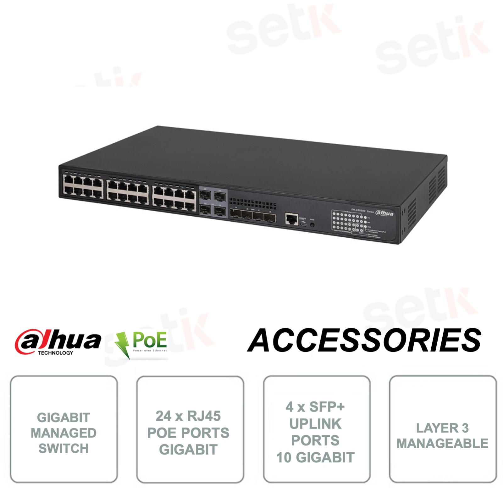 AS5500-24GT4XF-370 - Switch Industriel 24 Ports Ethernet PoE 1000M
