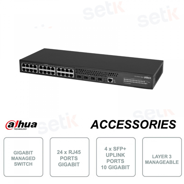 Switch di rete Layer 3 - 24 porte Gigabit RJ45 - 4 Porte SFP+ 10Gigabit