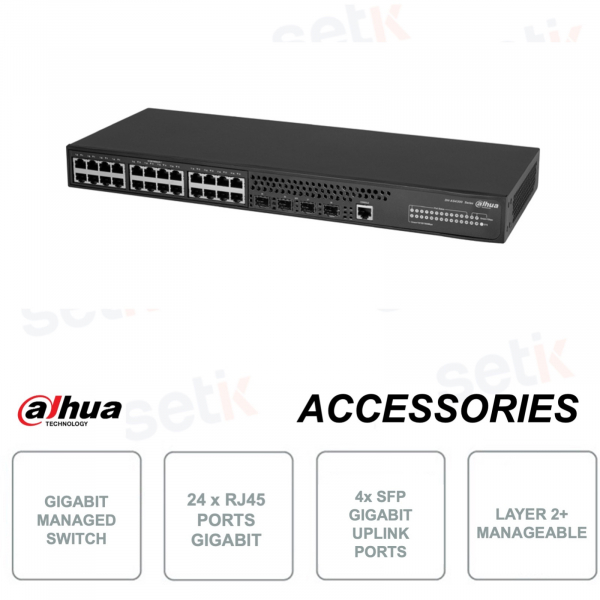 Manageable network switch - 24 Gigabit RJ45 ports - 4 Gigabit SFP ports