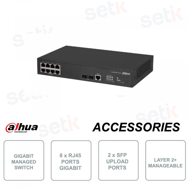 Switch réseau administrable - 8 ports Gigabit RJ45 - 2 ports Gigabit SFP