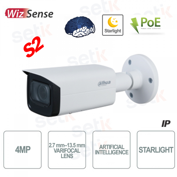 AI IP camera ONVIF® PoE 4MP Motorized Starlight WDR - S2 version Dahua