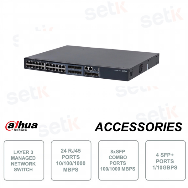 Switch réseau Layer 3 - 24 ports RJ45 - 8 ports SFP Combo - 4 ports SFP+ pour Uplink